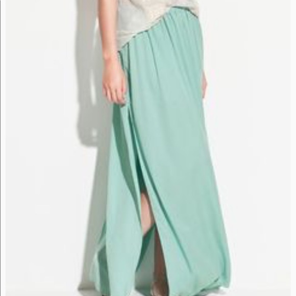 zara green maxi skirt